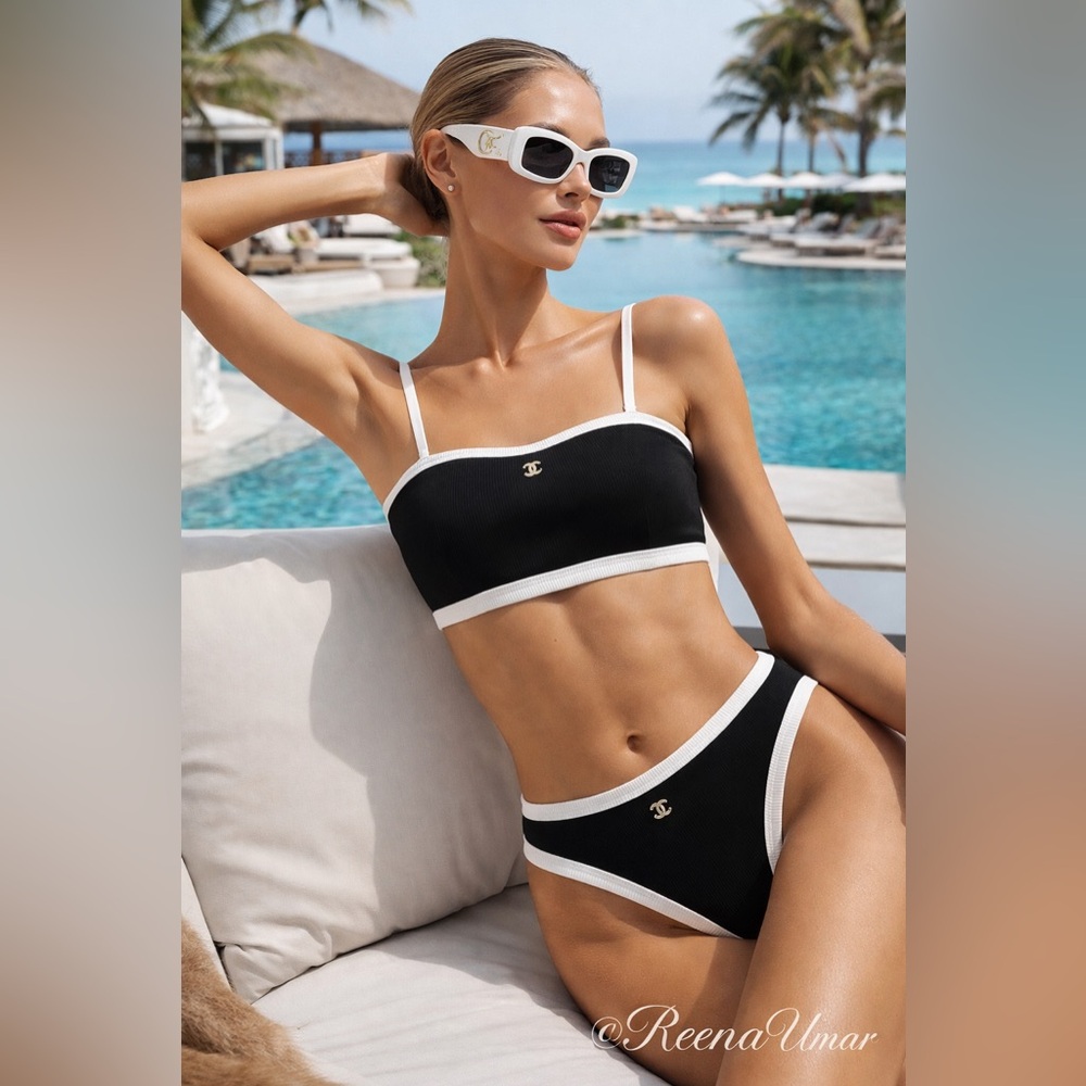 Black & White Contrast Bikini Set – NWT